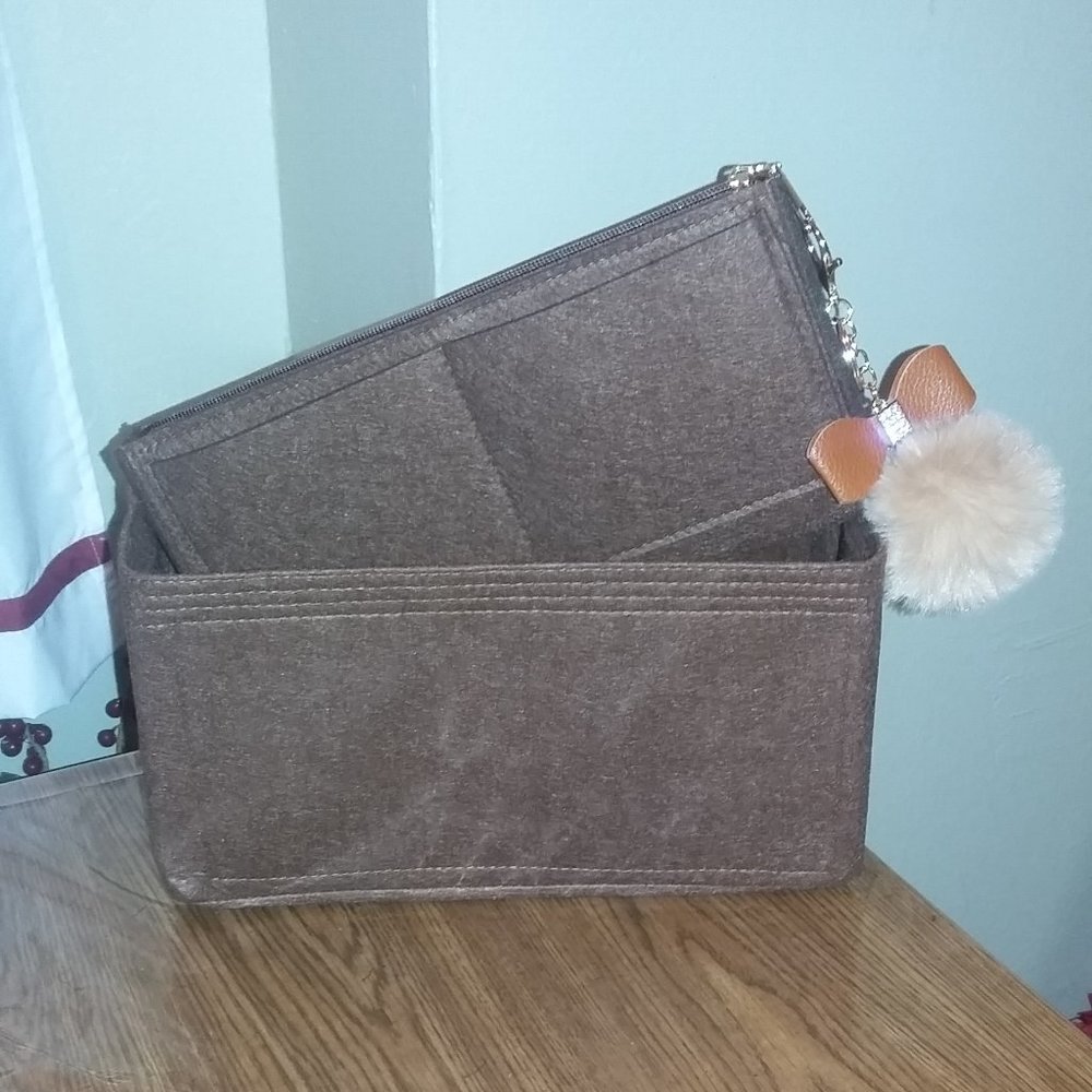 3Pc Set Purse Felt Organizer Insert & Bag Charm/Keychain NIP